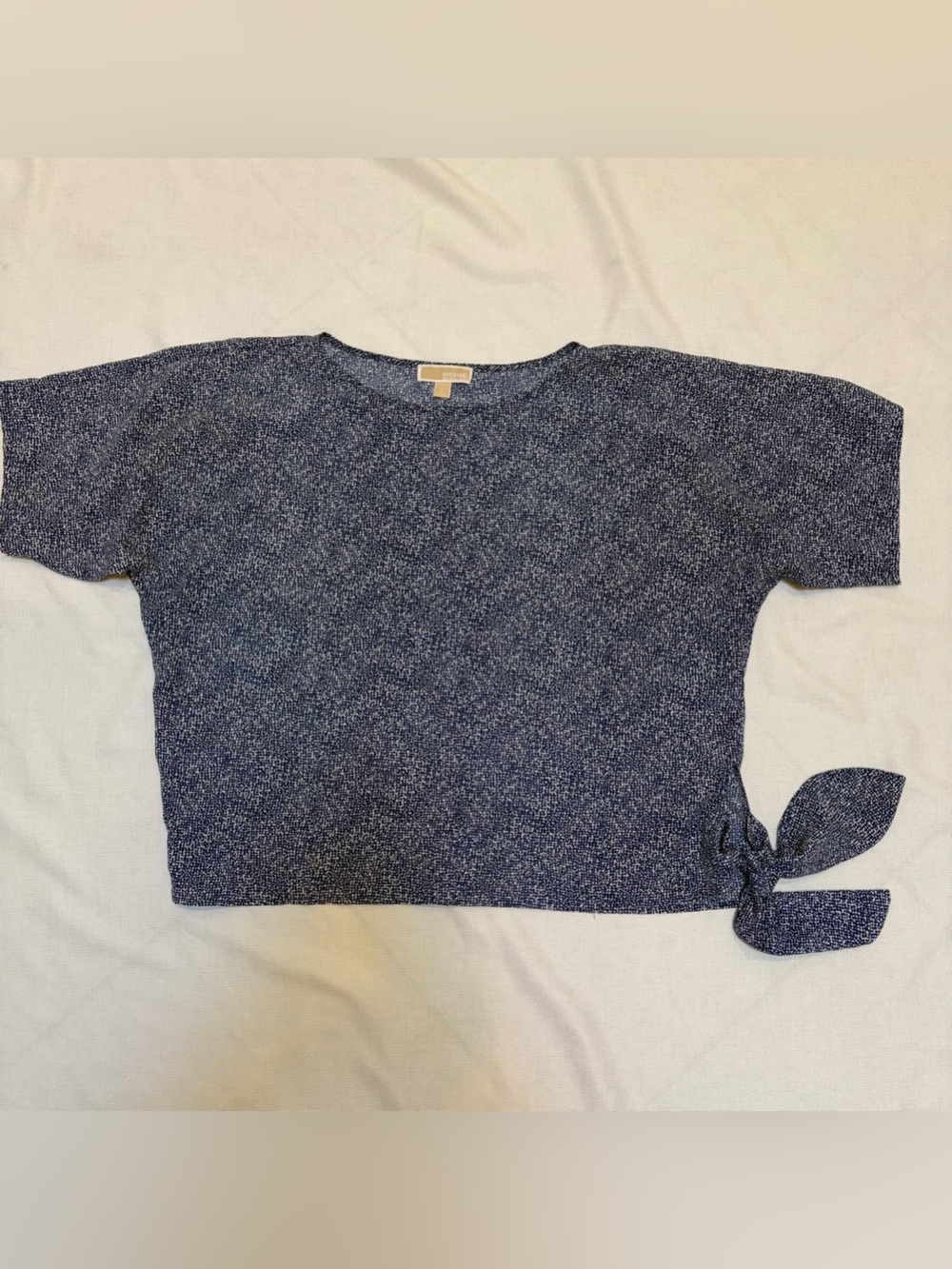 Michael Kors Navy White Speckled Side-Tie Top L Boxy Oversized  Nautical